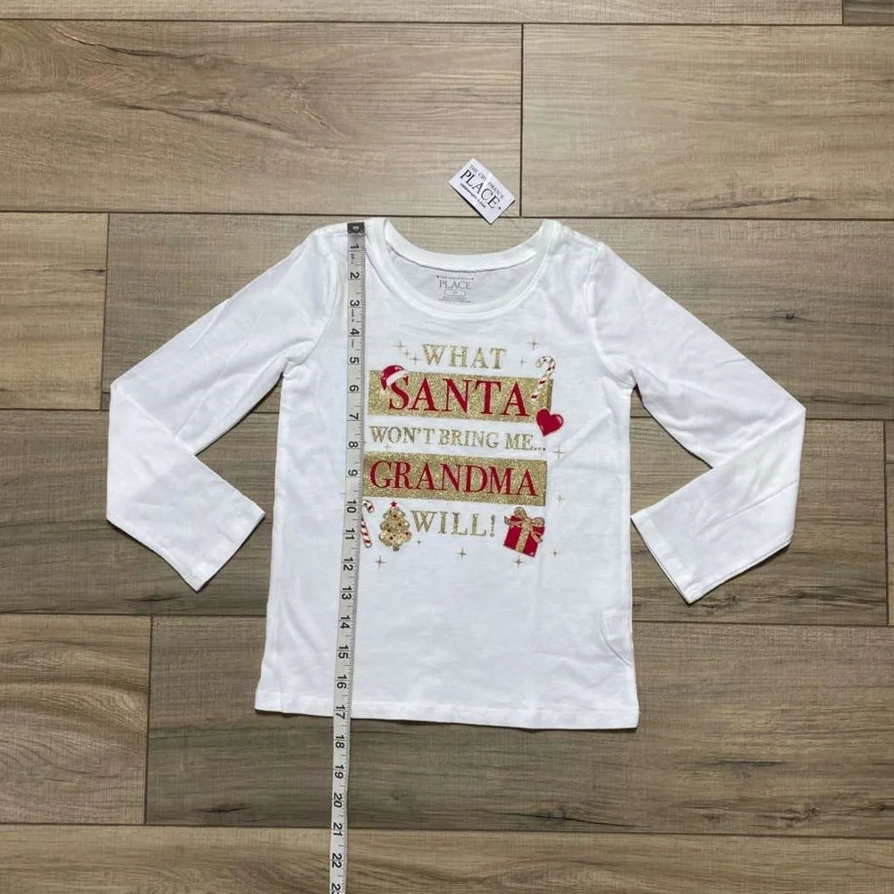 The Childrens Place Girls Christmas What Santa‎ Won’t Bring Grandma Will Tee 5T